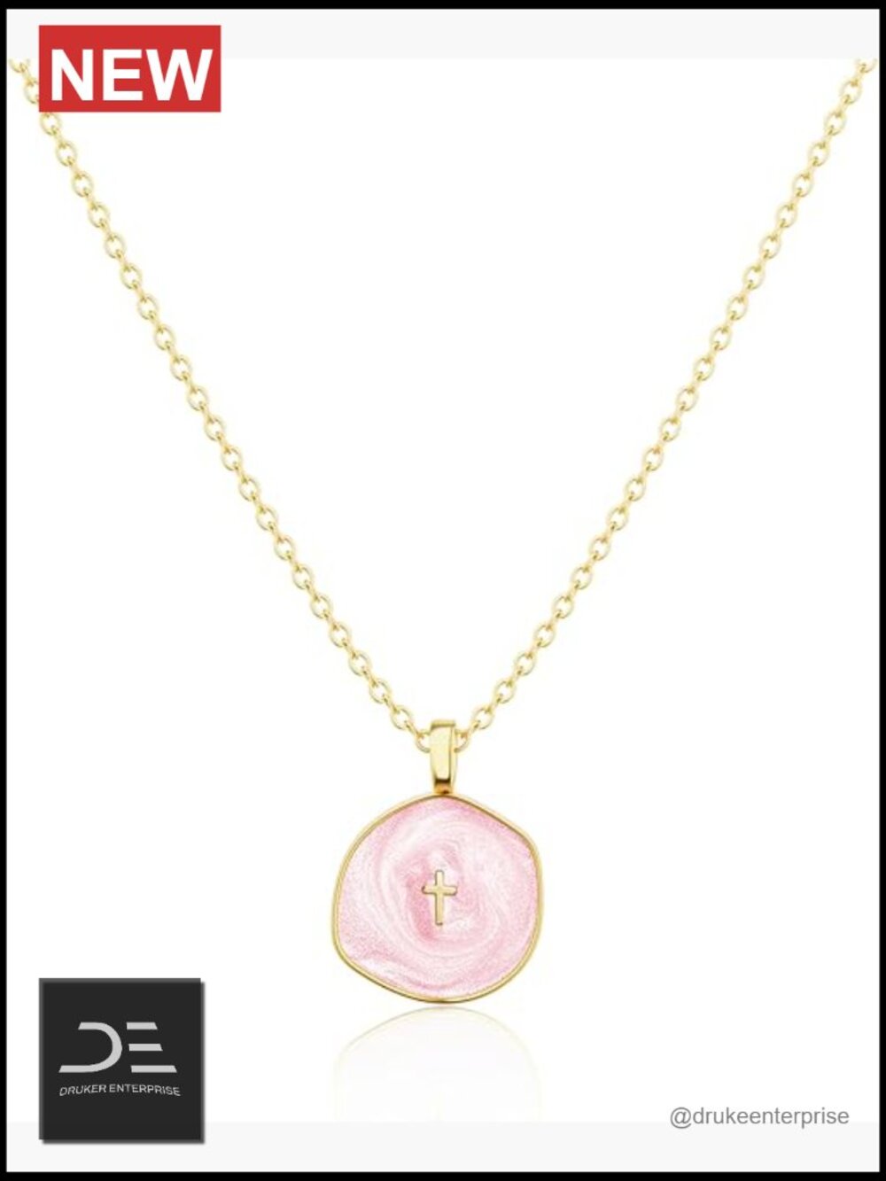 Dainty 14k Gold Plated Cross Pendant Necklace with Cubic Zirconia
